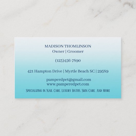 犬グルーミング犬スパ名刺 予約カード (裏面)