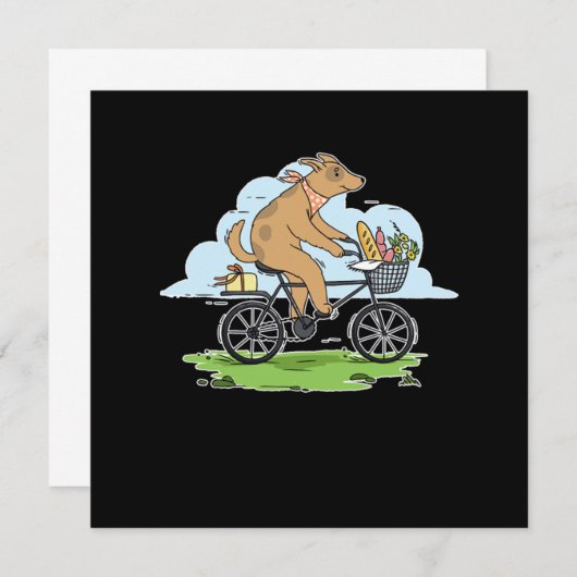 犬サイクリング自転車サイクリングマウンテンバイクギフト 招待状 (正面/裏面)