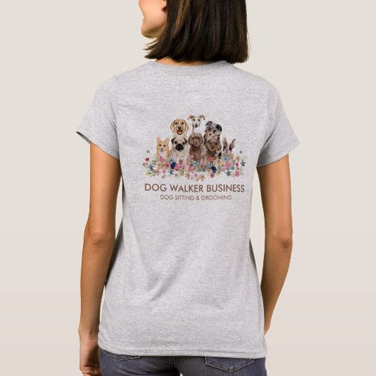 犬サービスダブルサイドトリマーウォーカーシッター Tシャツ (裏面)