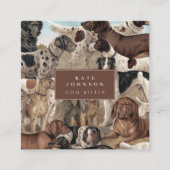 犬シッターのトレーナー気に動物犬QRコード スクエア名刺 (正面)