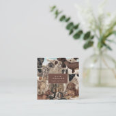 犬シッターのトレーナー気に動物犬QRコード スクエア名刺 (スタンド正面)