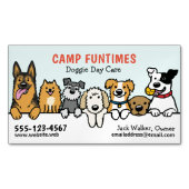 犬シッターPET座って漫画にかわいい覗き犬 マグネット名刺 (正面)