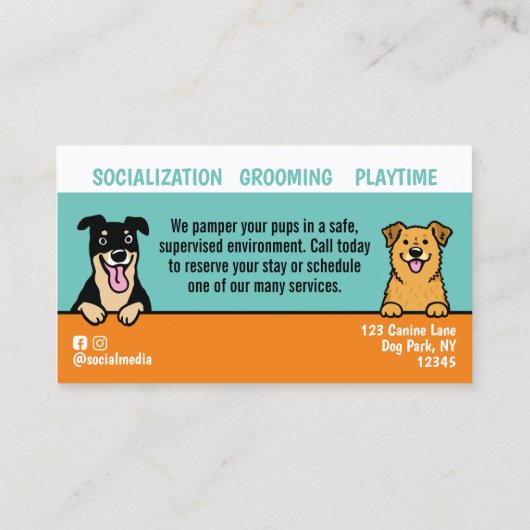 犬シッターPET座って漫画にかわいい覗き犬 名刺 (裏面)