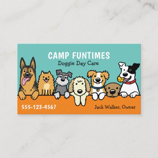 犬シッターPET座って漫画にかわいい覗き犬 名刺 (正面)