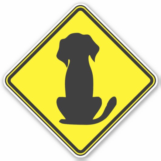 犬シルエットかわいい動物アートドッグクリップアート警告ズ シール (正面)