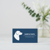 犬シルエットブルーと白ミニマル獣医 名刺 (スタンド正面)