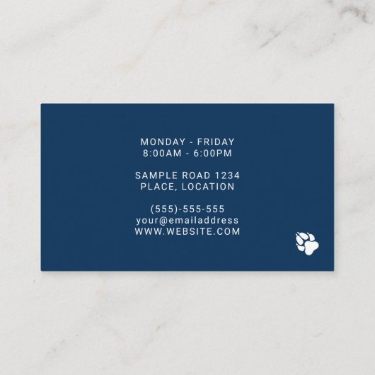 犬シルエットブルーと白ミニマル獣医 名刺 (裏面)