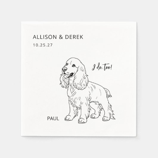 犬シンプルのウェディングレセプションカクテルをやる スタンダードカクテルナプキン (正面)