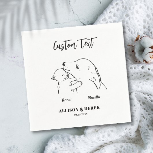 犬シンプル猫のペットの名結婚前だ スタンダードカクテルナプキン