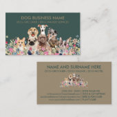 犬スケッチ花デザイン 名刺 (正面/裏面)