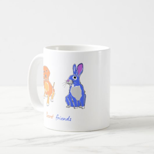 犬スタイリッシュ図解入りの、写真付きのとウサギの芸術 コーヒーマグカップ (正面左)