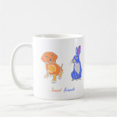 犬スタイリッシュ図解入りの、写真付きのとウサギの芸術 コーヒーマグカップ (左)
