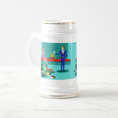 犬ステインが付いているレトロのクーペ ビールジョッキ (正面左)