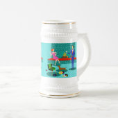 犬ステインが付いているレトロのクーペ ビールジョッキ (正面右)