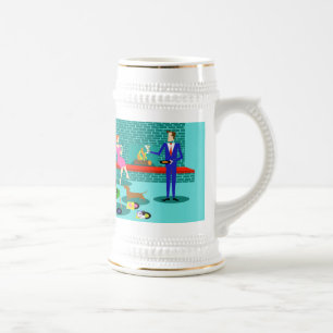 犬ステインが付いているレトロのクーペ ビールジョッキ