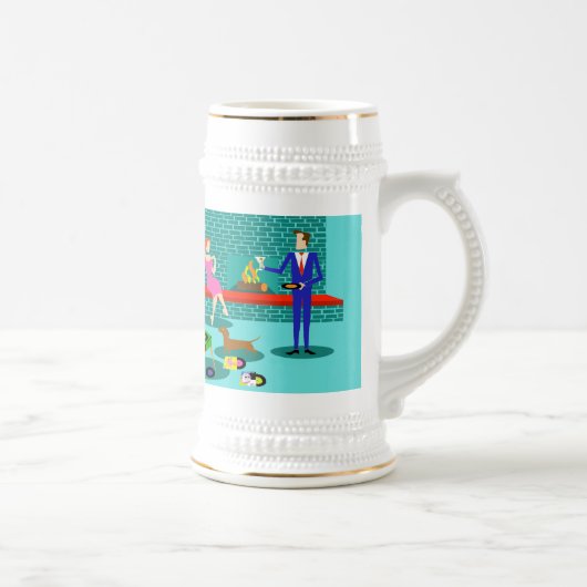 犬ステインが付いているレトロのクーペ ビールジョッキ (右)