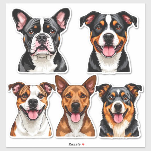 犬ステッカーのセット詳細顔 シール (シート)