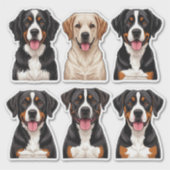 犬ステッカーのセット詳細顔 シール (正面)