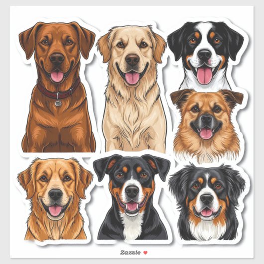 犬ステッカーのセット詳細顔 シール (シート)
