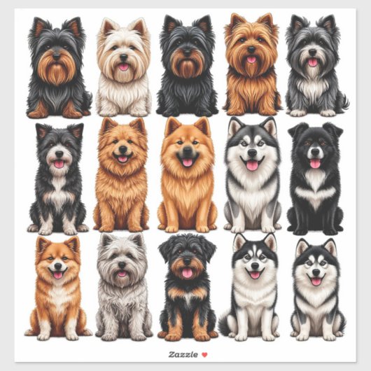 犬ステッカーのセット詳細顔 シール (シート)