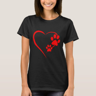 犬ステッカー犬ママ犬の手のプリント Tシャツ