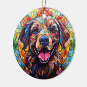 犬ステンドガラスセラミックの木飾り セラミックオーナメント (左)