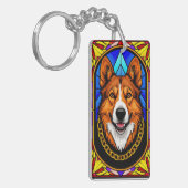 犬ステンドグラスポートレート キーホルダー (正面左)
