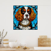 犬ステンドグラスポートレート ポスター (キッチン)