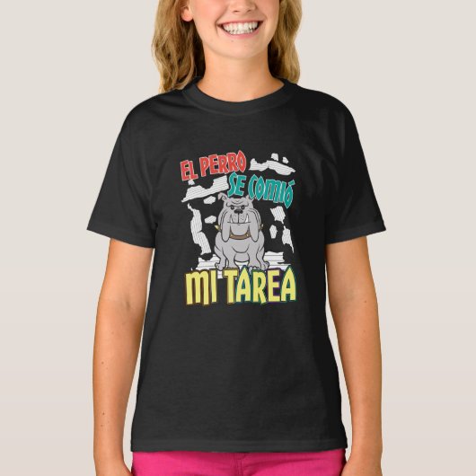 犬スペインのの食べ宿題 – Perro Tarea Tシャツ (正面)