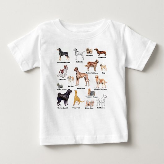 犬タイプの子供服 ベビーTシャツ (正面)