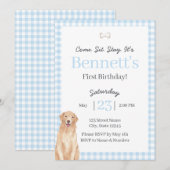 犬テーマの1歳の誕生日招待状 招待状 (正面/裏面)