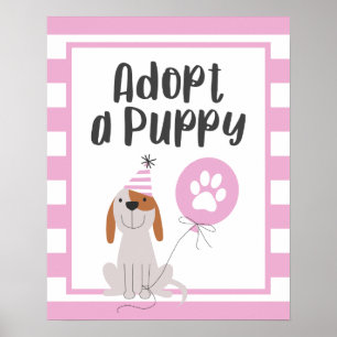 犬テーマ誕生会 子犬のサインピンクを採用 ポスター