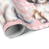 犬テーマ誕生日パーティーピンク ラッピングペーパー (ロールコーナー)