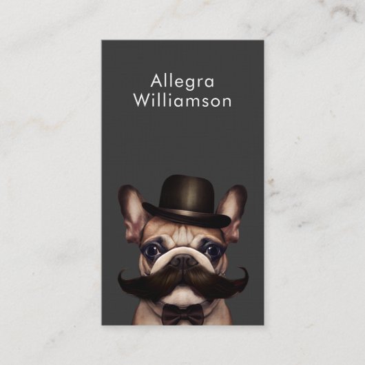 犬トリマーおもしろいフランスのブルドッグQRコード 名刺 (正面)