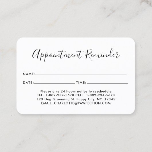 犬トリマーかわいい犬ペットシッター事業 予約カード (裏面)