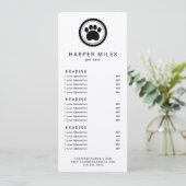 犬トリマーの手札価格表またはサービスカード 招待状 (スタンド正面)