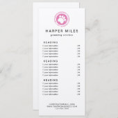 犬トリマーの手札価格表またはサービスカード 招待状 (正面/裏面)