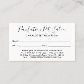 犬トリマーペットシッターアポイントメントリマインダー 名刺 (裏面)