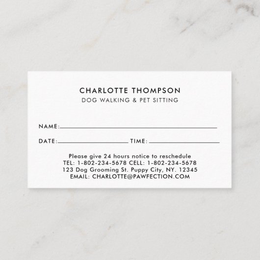 犬トリマーペットシッター気にアポイントメントリマインダー 名刺 (裏面)