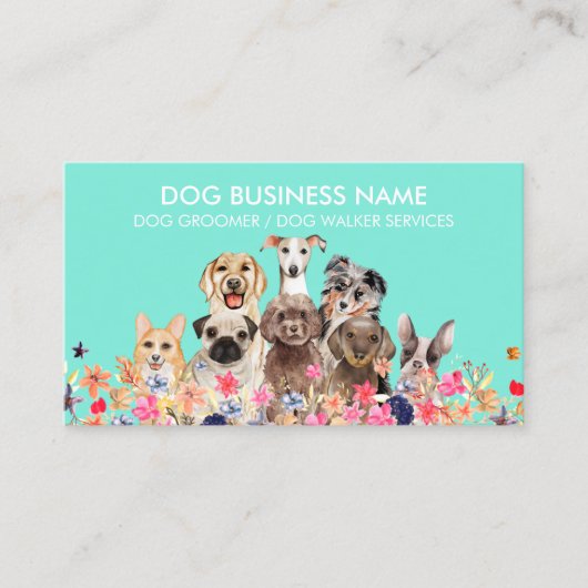 犬トリマーペットブティックネオングリーン 名刺 (正面)