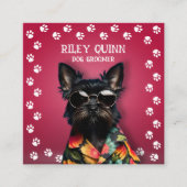 犬トリマーポープリン縁どト スクエア名刺 (正面)