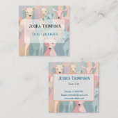 犬トリマーミニマリストアニマルイラストレーション スクエア名刺 (正面/裏面)