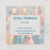 犬トリマーミニマリストアニマルイラストレーション スクエア名刺 (裏面)