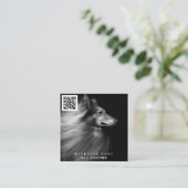 犬トリマーQRコードソーシャルメディア スクエア名刺 (スタンド正面)