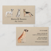 犬トレーナモダンーの水の色の犬のイラストレーション 名刺 (正面/裏面)