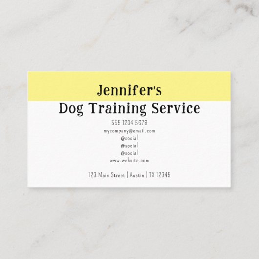 犬トレーナーお洒落犬の黄色のハイライト 名刺 (裏面)