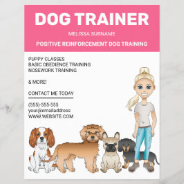 犬トレーナーのオーダーメイドデザイン ブロンドの女性 チラシ