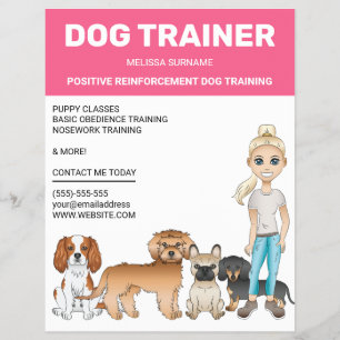 犬トレーナーのオーダーメイドデザイン ブロンドの女性 チラシ