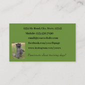 犬トレーナーの写真の緑の背景ミニマル 名刺 (裏面)