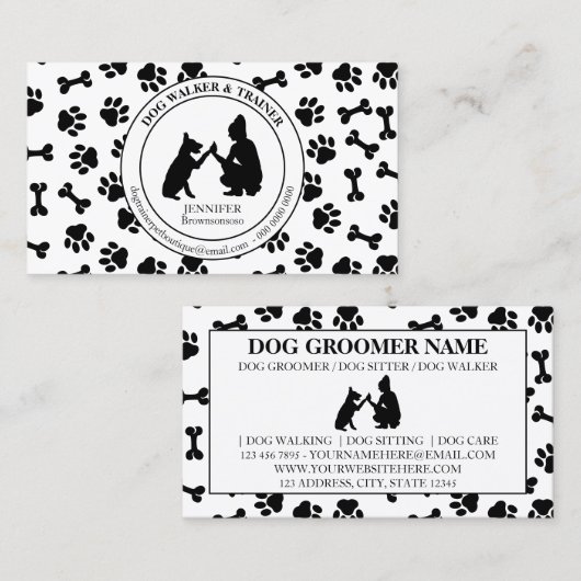 犬トレーナーシンプルの足 名刺 (正面/裏面)